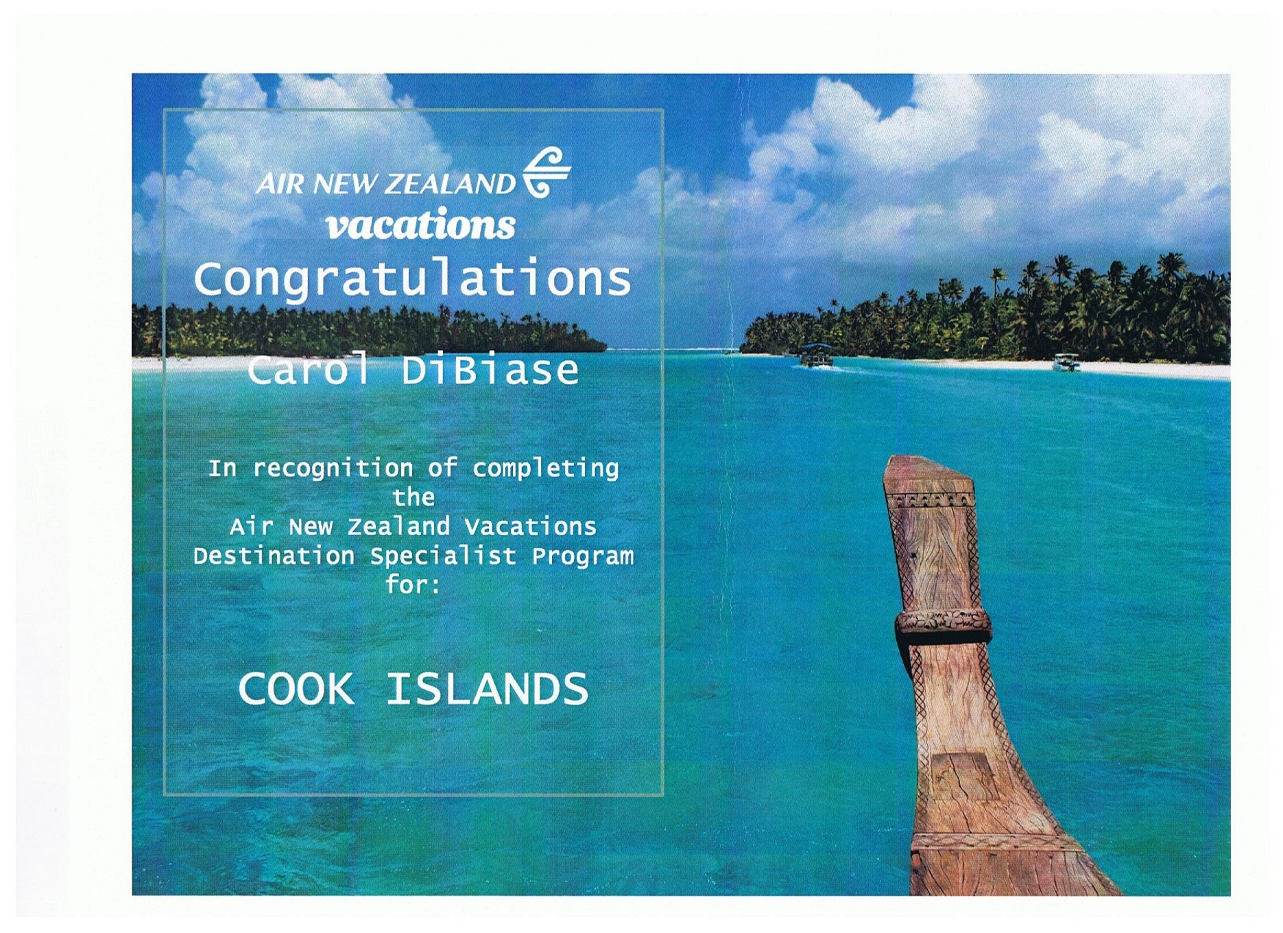 Cook Islands Destination Specialist Certification