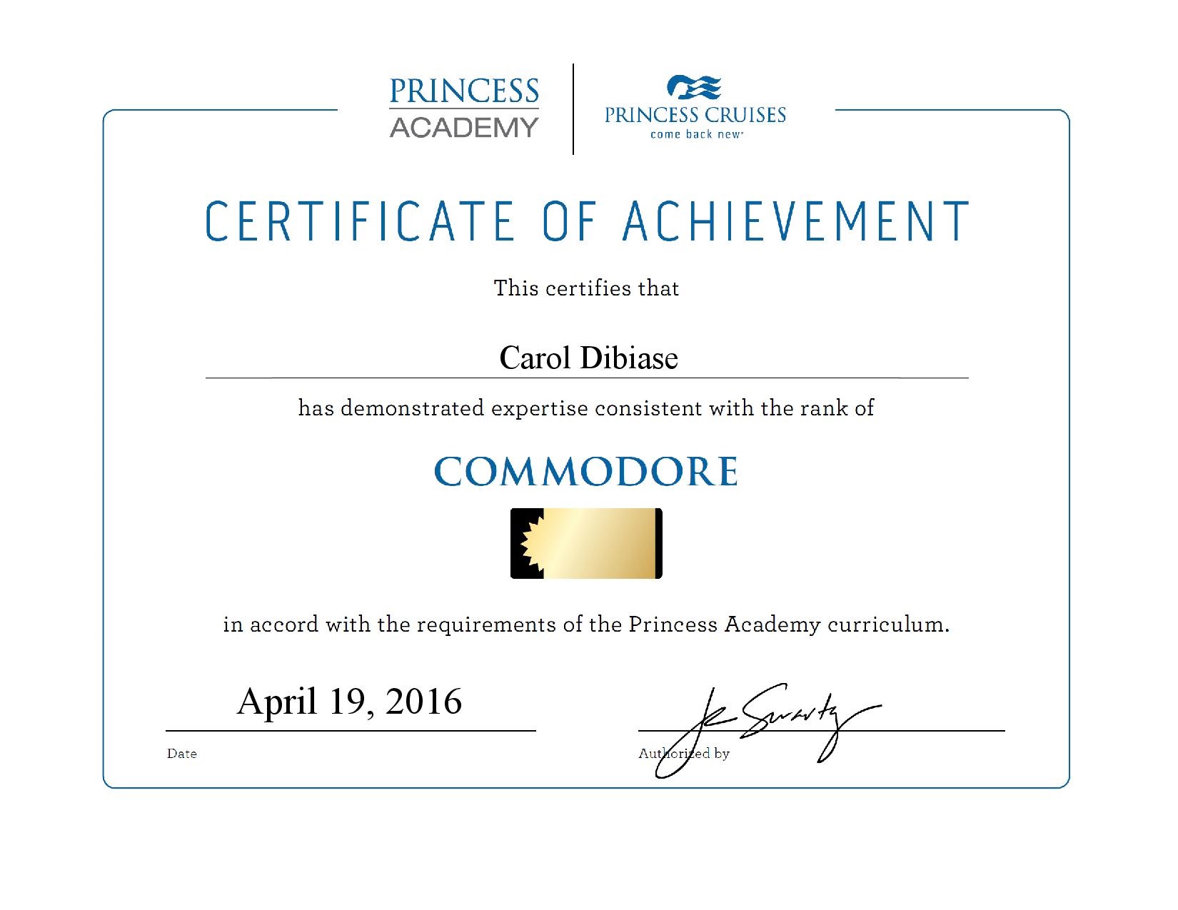 Princess Cruises Training Certification