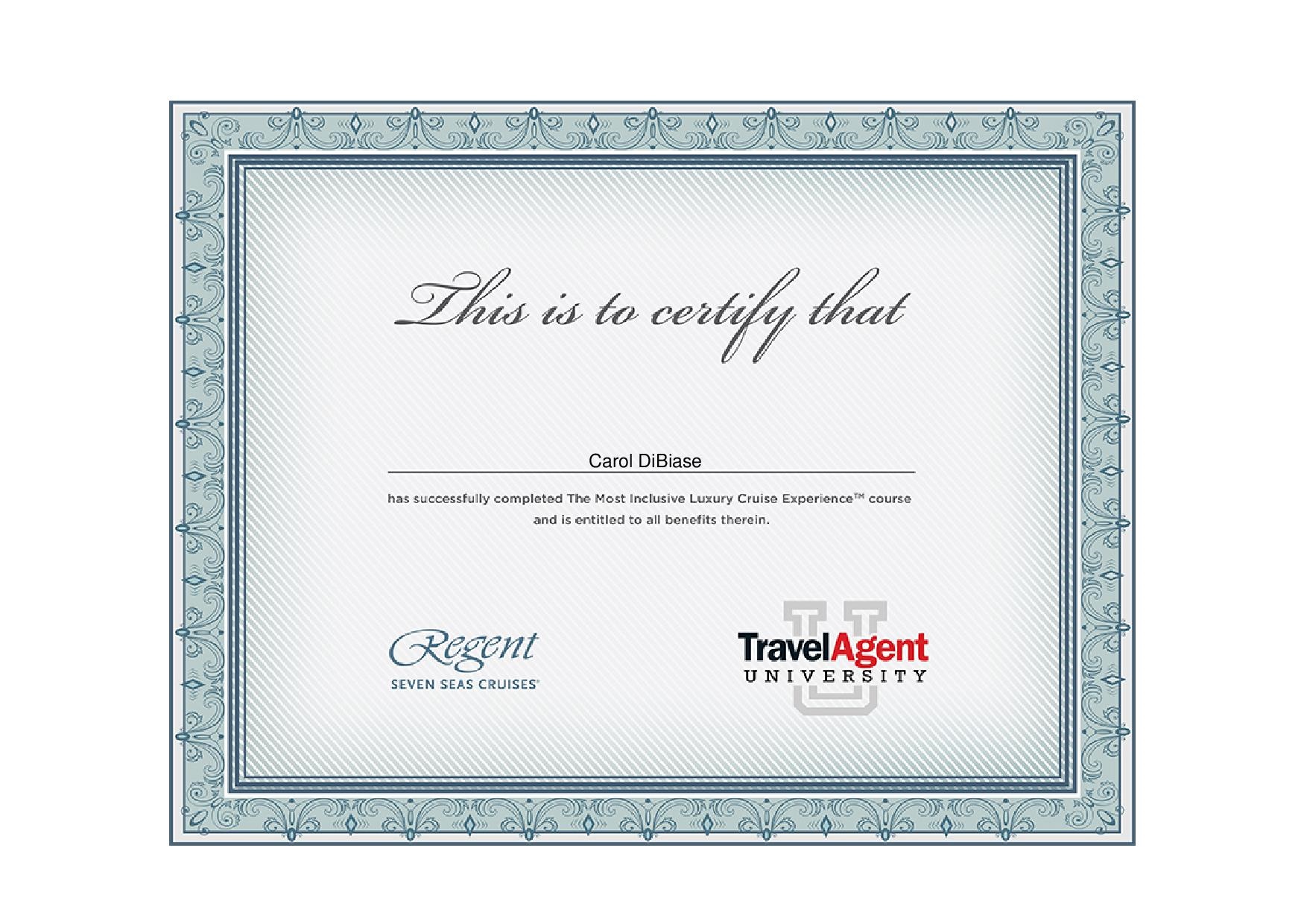 Regent Most Inclusive Luxury Cruise Experience Certification