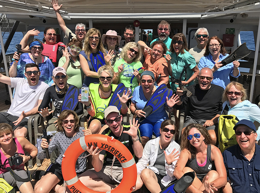 Michelle Fee, CEO, and Vicky Garcia, COO, traveled with Cruise Planners top producing franchisees on an exclusive week-long trip to the shores of the Galapagos Islands